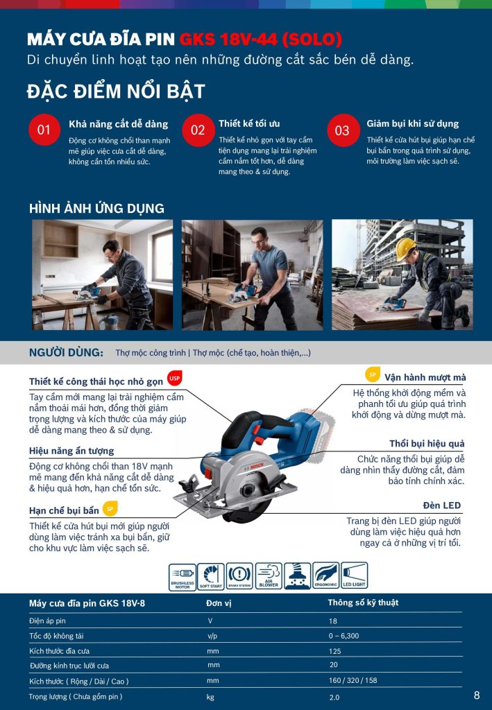 Máy cưa đĩa dùng pin 18V Bosch GKS 18V-44