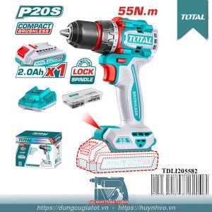 Máy khoan không chổi than dùng pin 20V Total TDLI205582
