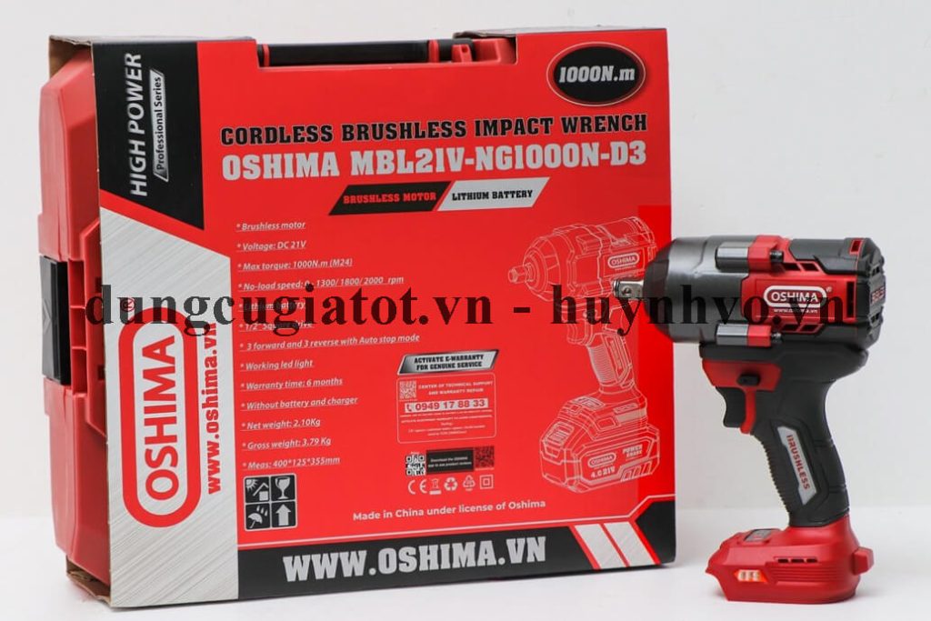 Máy siết bu lông pin 21V Oshima MBL21V-NG1000N-D3