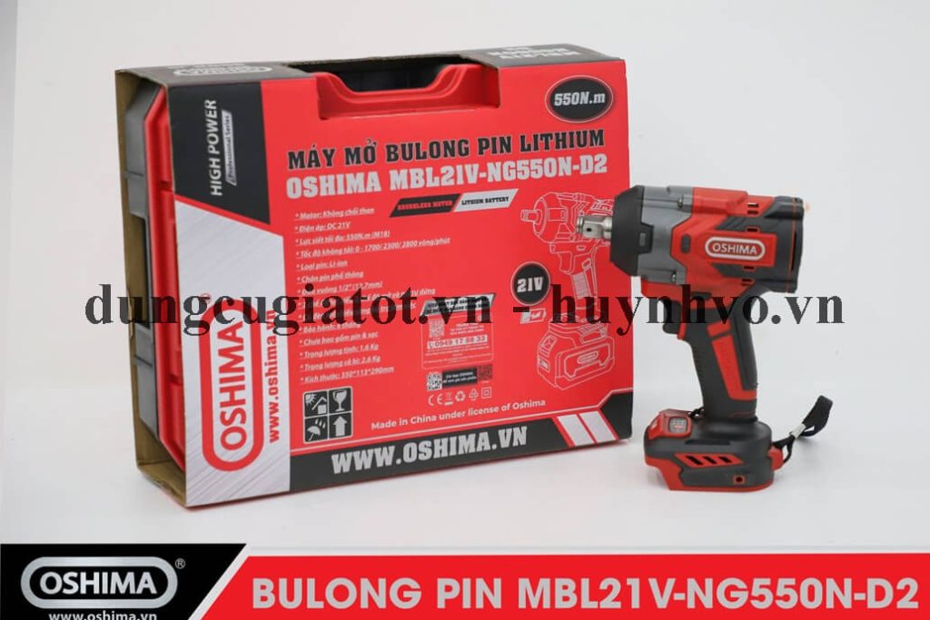 Máy siết bu lông pin 21V Oshima MBL21V-NG550N-D2